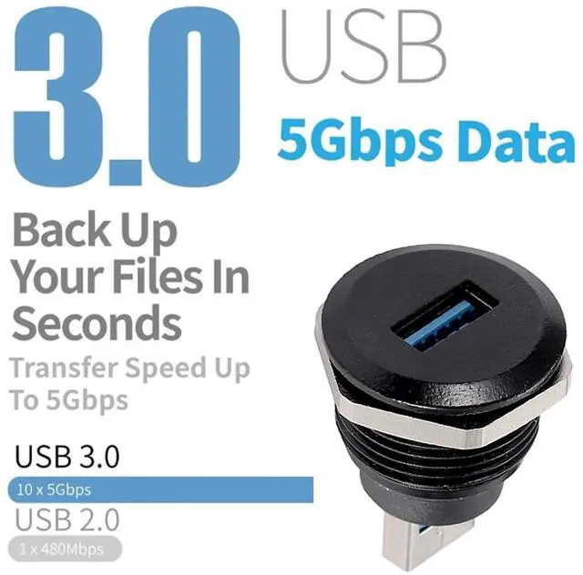 Alt view image 2 of 5 - PENGLIN 5PCS USB3.0 Adapter, USB-A Male to Female Converter Extender Connector, USB Panel Mount Connector Compatible with Laptop Computer Hard Drive Printer Camera