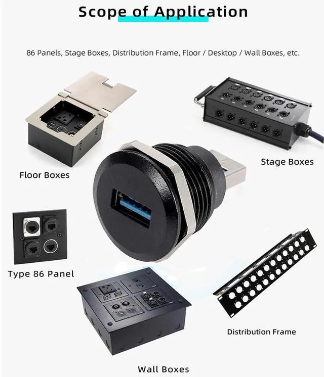 Alt view image 4 of 5 - PENGLIN 5PCS USB3.0 Adapter, USB-A Male to Female Converter Extender Connector, USB Panel Mount Connector Compatible with Laptop Computer Hard Drive Printer Camera