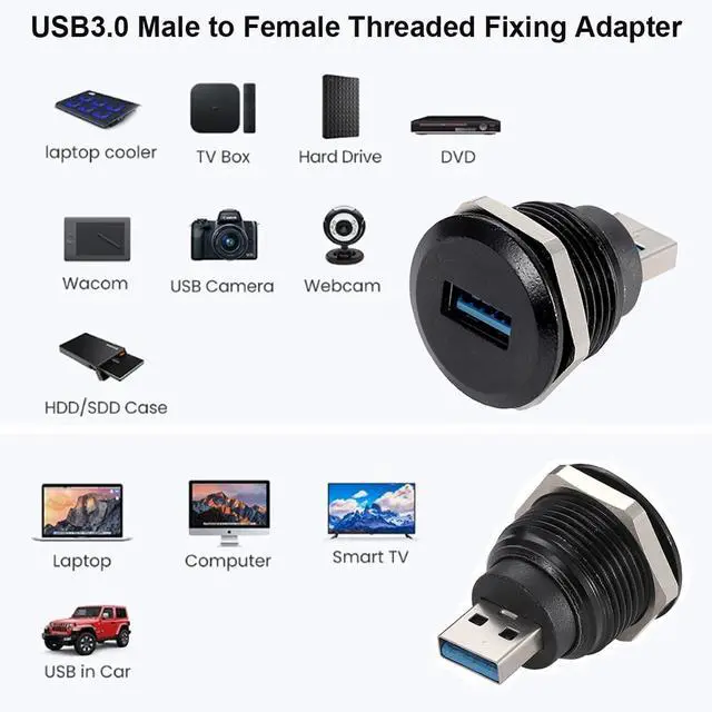 Alt view image 5 of 5 - PENGLIN 5PCS USB3.0 Adapter, USB-A Male to Female Converter Extender Connector, USB Panel Mount Connector Compatible with Laptop Computer Hard Drive Printer Camera