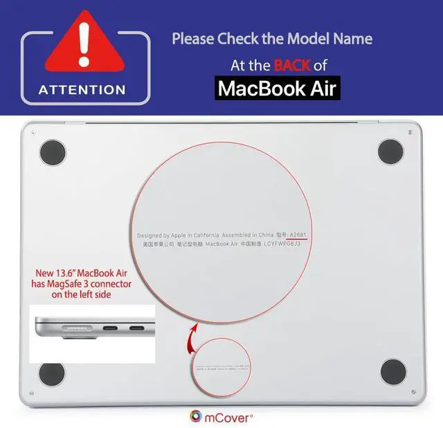Alt view image 3 of 5 - mCover Hybrid Case Compatible ONLY with 2022 or Later 13.6 MacBook Air Laptop Computer(Model A2681, M2 Chip,Liquid Retina Display,MagSafe3 connectors)- Blue