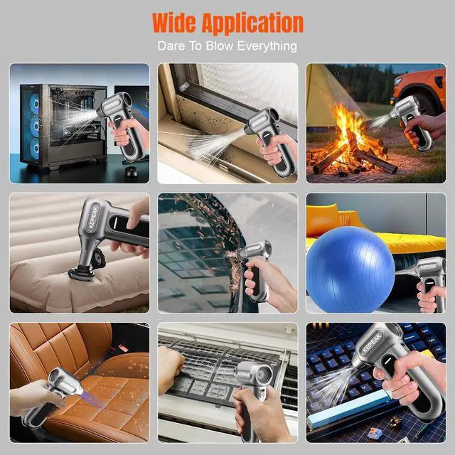 Alt view image 4 of 5 - KEPEAK Electric Compressed Air Duster, 130000RPM Cordless Rechargeable Air Duster with Brushless Motor, 4 Gear Adjustable Dust Blower for Computer, Keyboard, Home, Outdoor-Replace Compressed Air Can