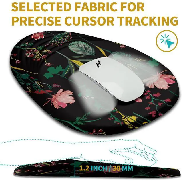 Alt view image 5 of 5 - Hokafenle Ergonomic Mouse Pad Wrist Support with Stepped-Wedge Design, Wrist Rest Pain Relief Mousepad Filled with Memory Foam, Carpal Tunnel Mousepad for Wireless Mouse(12x8 inch, Botanical Flowers)