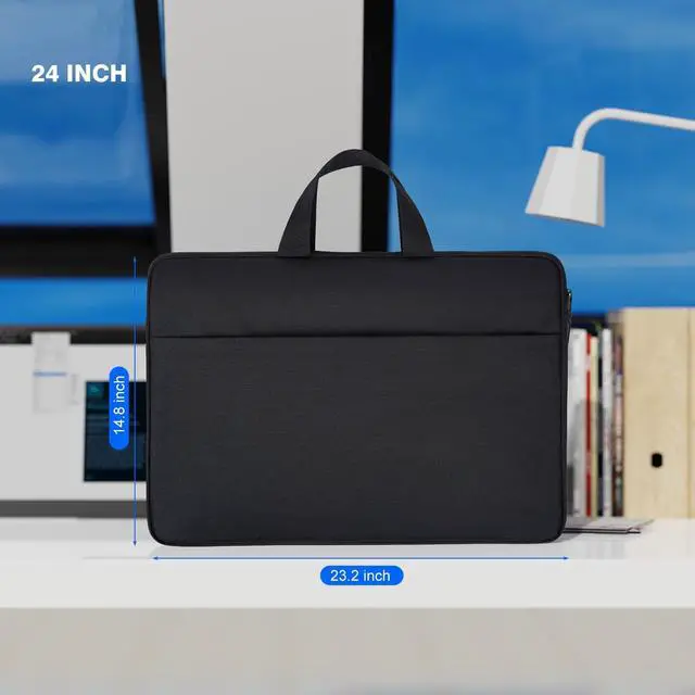 Alt view image 2 of 5 - 24 Inch Portable Monitor Case Carrying Sleeve Compatible with 23.8-24 Inch Portable Large Monitor with Handle Pocket, Protective Travel Shockproof-Padded Accessory Bag