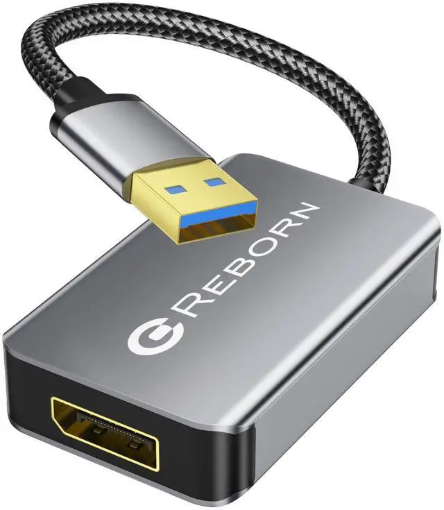 Main image of Reborn USB 3.0 to DisplayPort Adapter, 1080P@60Hz USB 3.0 Male to DisplayPort Female Multi-Display Cable Converter Suitable for MAC OS, Windows 7/8/10/11