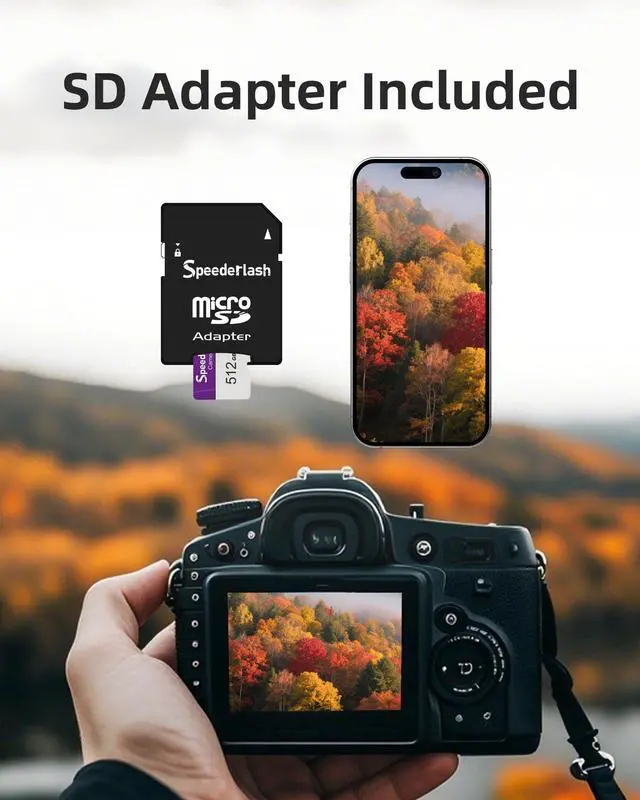 Alt view image 5 of 5 - Micro SDXC Memory Card 256GB 2 Pack, Speederlash Camera Plus TF Card with Adapter, Up to 100MB/s Read Speed, 4K UHD&5K Video Support, U1 V30 A1 Rated, Waterproof, for Security Camera, Dashcam, Drones