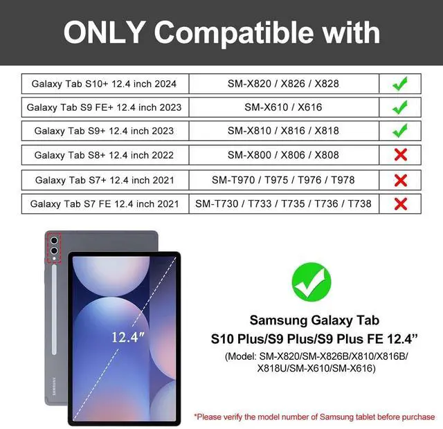 Alt view image 2 of 5 - Keyboard with Tablet Case for Samsung Galaxy Tab S10+/S9 +/S9 FE+ 12.4 inch,Detachable Wireless Keyboard Soft TPU Folio Case for S10 Plus/S9 Plus/S9 FE Plus, with S Pen Holder(Purple)