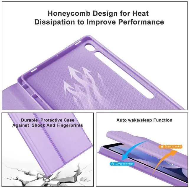 Alt view image 5 of 5 - Keyboard with Tablet Case for Samsung Galaxy Tab S10+/S9 +/S9 FE+ 12.4 inch,Detachable Wireless Keyboard Soft TPU Folio Case for S10 Plus/S9 Plus/S9 FE Plus, with S Pen Holder(Purple)