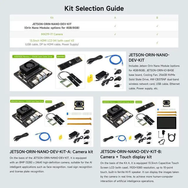 Alt view image 5 of 5 - Waveshare Jetson Orin Nano AI Development Kit for Embedded and Edge Systems 8GB Memory Jetson Orin Nano Module (5 Items),Comes with a Free 256 GB NVMe Solid State Drive