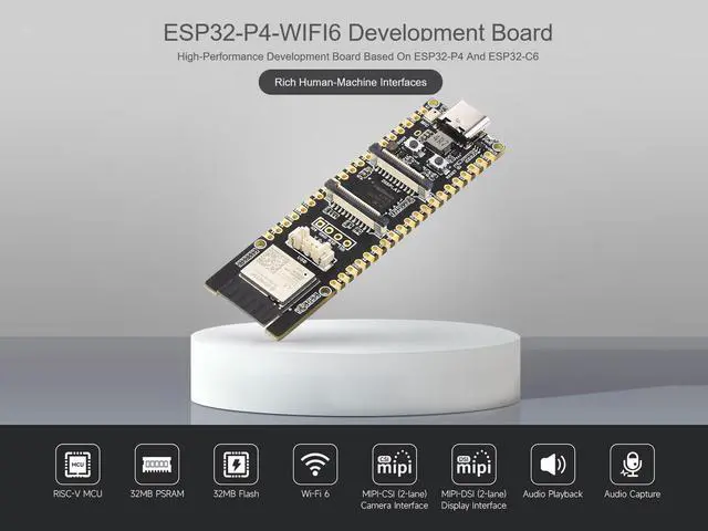 Alt view image 2 of 5 - ESP32-P4-WIFI6 Development Board Adopts ESP32-P4 Module, Onboard ESP32-C6 and 32MB Nor Flash, Support Wi-Fi 6 and Bluetooth 5 / BLE, with MIPI-CSI, MIPI-DSI, USB 2.0 OTG, Microphone, etc.