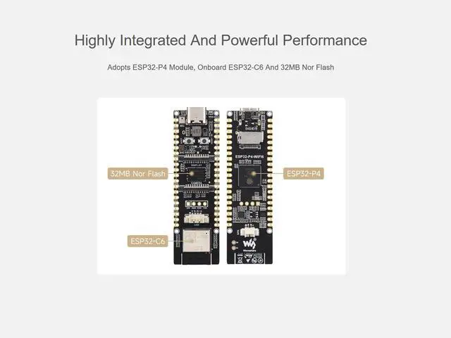 Alt view image 3 of 5 - ESP32-P4-WIFI6 Development Board Adopts ESP32-P4 Module, Onboard ESP32-C6 and 32MB Nor Flash, Support Wi-Fi 6 and Bluetooth 5 / BLE, with MIPI-CSI, MIPI-DSI, USB 2.0 OTG, Microphone, etc.