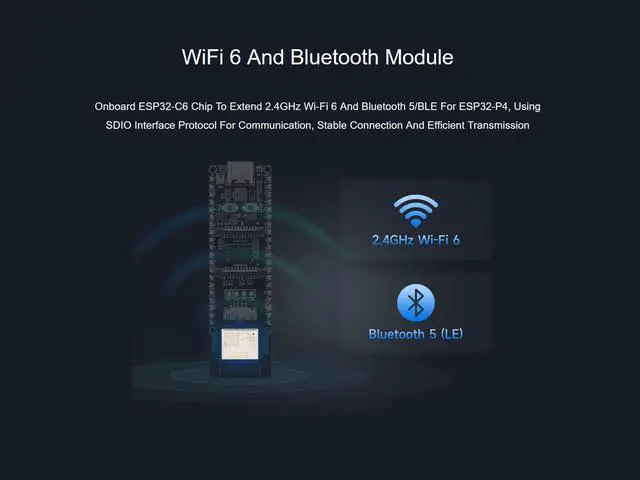 Alt view image 4 of 5 - ESP32-P4-WIFI6 Development Board Adopts ESP32-P4 Module, Onboard ESP32-C6 and 32MB Nor Flash, Support Wi-Fi 6 and Bluetooth 5 / BLE, with MIPI-CSI, MIPI-DSI, USB 2.0 OTG, Microphone, etc.