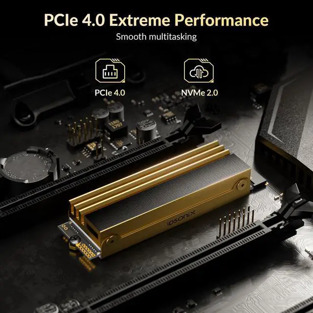 Alt view image 3 of 5 - iDsonix 512GB NVMe M.2 SSD for PC - with Heatsink, PCIe 4.0 up to 6300/3100 MB/s Read/Write, 3D NAND Internal Gaming SSD for Game Enthusiasts, IT Professionals