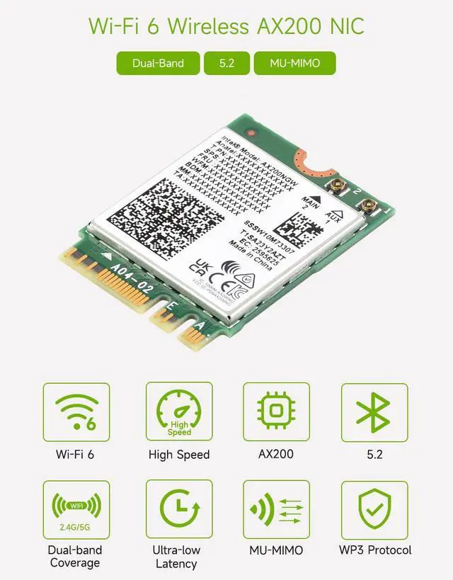Alt view image 3 of 5 - Waveshare Wireless AX200 NIC, Gigabit Dual-Band Wi-Fi 6, 802.11AX Standard