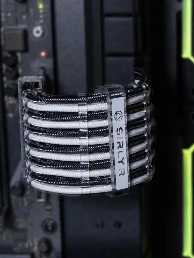 Alt view image 5 of 5 - Sirlyr PSU Cable Extension,Customed Pre-Bend PC Power Supply Cable,1x 24 Pin ATX / 1x 8 (4+4) Pin EPS/Longer 2X 8 (6+2) Gold-Plated Pin Pcie,Nylon Sleeved Black White,4 Kits