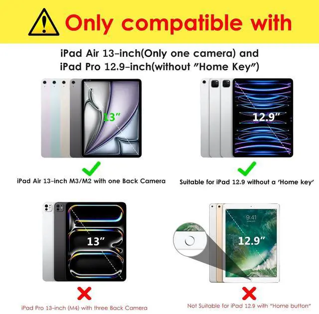 Alt view image 2 of 5 - DTTO for iPad Air 13 Inch Case M3/M2 2025/2024, iPad Pro 12.9 Inch Case (6th/ 5th/ 4th/ 3rd Gen), Smart Slim Trifold Stand Soft Cover with Pencil Holder for iPad Air 13", Book