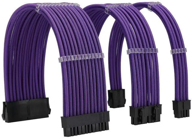 Main image of Formulamod Sleeve Extension Power Supply Cable Kit 18AWG ATX 24P+ EPS 8-P+PCI-E8-P with Combs for PSU to Motherboard/GPU (Purple)