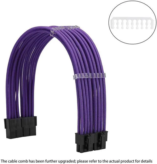 Alt view image 2 of 5 - Formulamod Sleeve Extension Power Supply Cable Kit 18AWG ATX 24P+ EPS 8-P+PCI-E8-P with Combs for PSU to Motherboard/GPU (Purple)