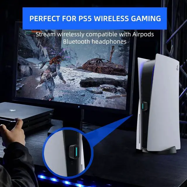 Alt view image 2 of 5 - Smof USB Bluetooth Audio Adapter for PS5, PS4,Switch,Mac. Compatible Bone Conduction Headsets Wireless Audio Transmitter Dongle with aptX Low Latency Support, USB Bluetooth 5.2 Adapter