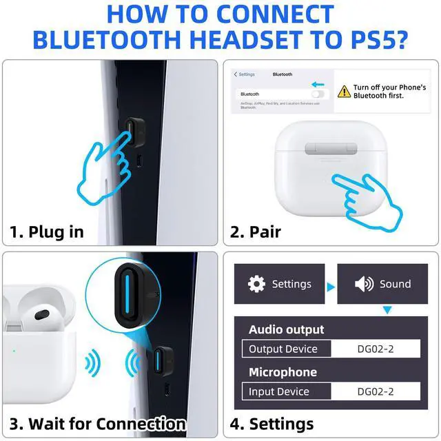 Alt view image 5 of 5 - Smof USB Bluetooth Audio Adapter for PS5, PS4,Switch,Mac. Compatible Bone Conduction Headsets Wireless Audio Transmitter Dongle with aptX Low Latency Support, USB Bluetooth 5.2 Adapter