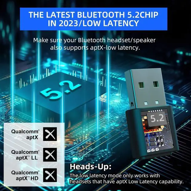 Alt view image 4 of 5 - Smof USB Bluetooth Audio Adapter for PS5, PS4,Switch,Mac. Compatible Bone Conduction Headsets Wireless Audio Transmitter Dongle with aptX Low Latency Support, USB Bluetooth 5.2 Adapter