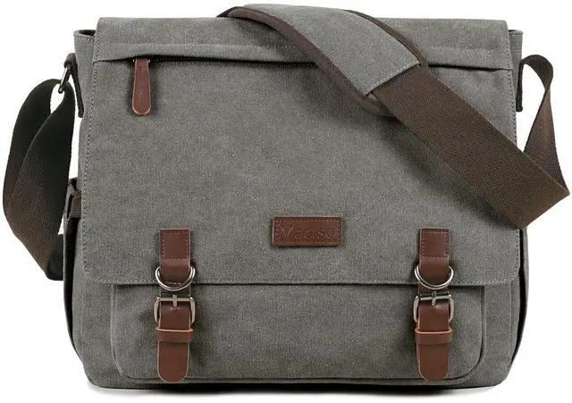Main image of Canvas Messenger Bag for Men Women,Travel Satchel Shoulder bag 15.6 Inch Laptop Bags Business(Grey-Upgrade)