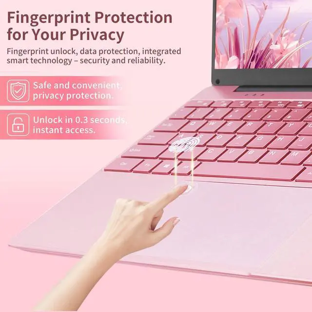 Alt view image 5 of 5 - BINHENGLON 15.6 inch Laptops Computer Celeron N95 FHD 16G RAM SSD Large Screen Bluetooth 5.0 Fingerprint Laptop Ultrabook Wi-Fi 2.4GHz/5GHz, USB3.0(Rose Gold, 16G+960GB SSD)