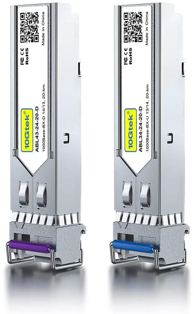Alt view image 2 of 5 - 10Gtek 2-Pair of 1.25G SFP Bidi Transceiver, 1000Base-BIDI SingleMode Simplex LC Fiber Module for Cisco GLC-BX-D, Ubiquiti UniFi UF-SM-1G-S, Mikrotik and More, SMF 1490nm/1310nm, DDM, up to 20 km