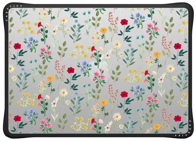 Main image of CASETiFY Impact MacBook Air 13.6" (M2-M4) Case [Cushioned Impact Corners/Scratch-Resistant/Anti-Slip Grip] - Spring Botanicals 2 - Clear Black