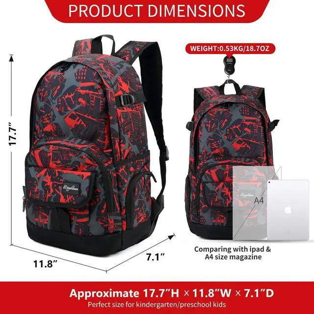 Alt view image 3 of 5 - rickyh style School Backpack Travel Bag for Men & Women Lightweight College Back Pack with Laptop Compartmen (5, New Red)