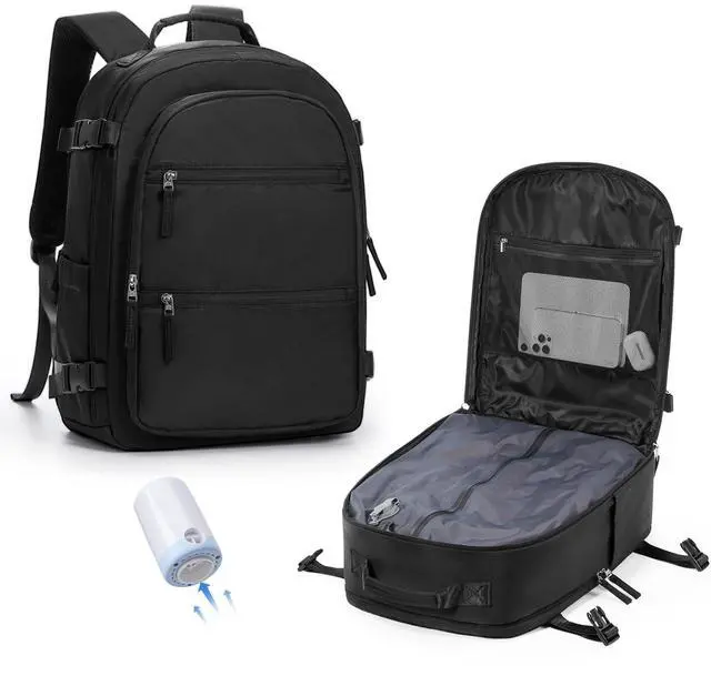 Main image of VENATIN Vacuum Backpack Travel with Air Pump for Men,Large Travel Backpack with Vacuum Seal System,Flight Approved 18x14x8 Personal Item Travel Bag,mochila compresion al vacio,Laptop Backpacks,Black