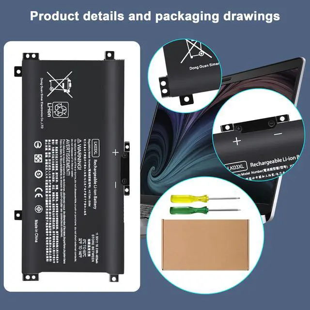Alt view image 3 of 5 - EHECAPAR LK03XL L09281-855 916814-855 Battery Compatible with HP Envy X360 Convertible 15m-cn0011dx 15m-cn0012dx 15-cn0xxx 15m-cp0xxx 17-bw 17m-ae111dx LKO3XL 916814-855 LK03048XL L09281-855