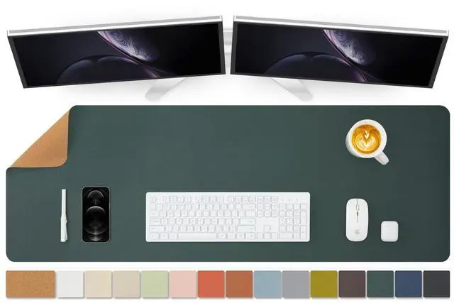 Main image of Large Cork Desk Mat - 47.2"x 17" Desk Pad for Office and Home - Ideal for Large Mouse Pad and Desk Mats on Top of Desks(Dark Green)