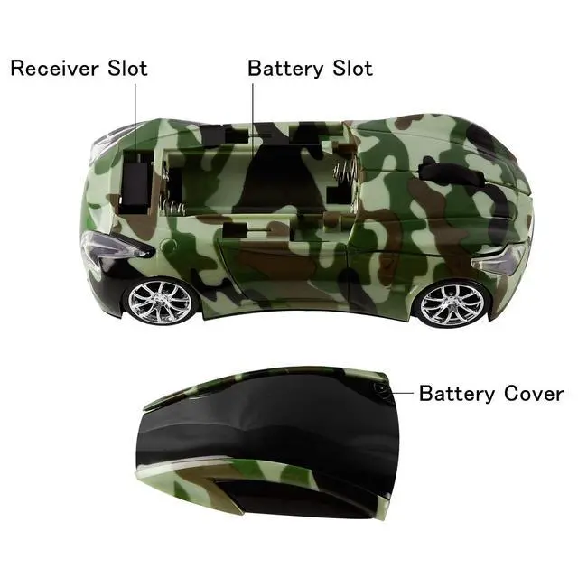 Alt view image 2 of 5 - elec Space Cool Sport Car Shape 2.4GHz Wireless Mouse Optical Cordless Mice with USB Receiver for PC Laptop Computer 1600DPI 3 Buttons