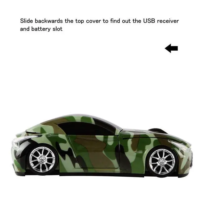 Alt view image 3 of 5 - elec Space Cool Sport Car Shape 2.4GHz Wireless Mouse Optical Cordless Mice with USB Receiver for PC Laptop Computer 1600DPI 3 Buttons
