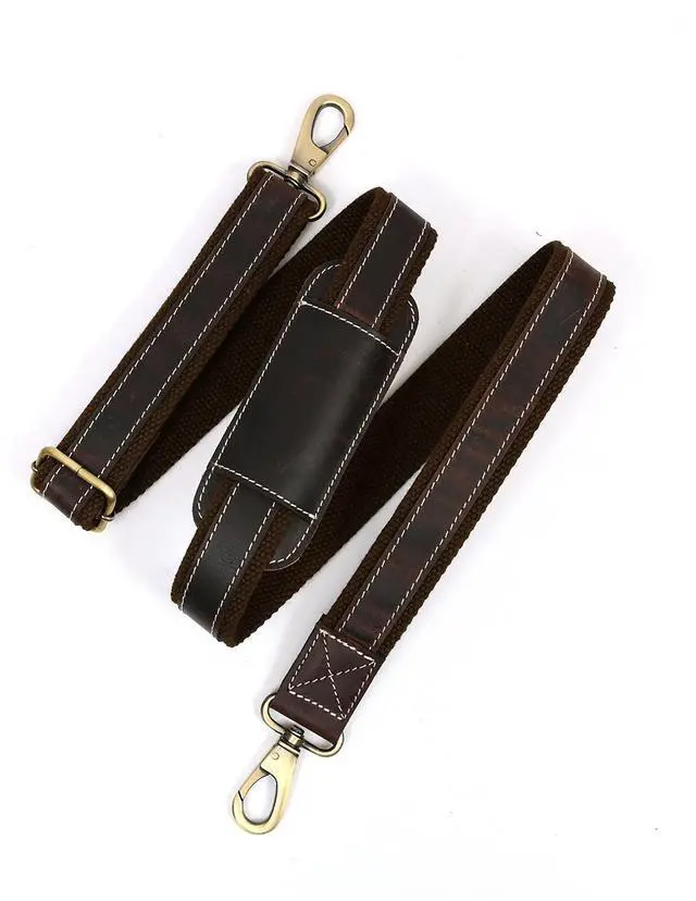 Main image of Leather Bag Strap Replacement Adjustable Shoulder Strap Brown Black for Messenger, Laptop, Camera, Travel Bags Fit for All with Metal Swivel Hooks