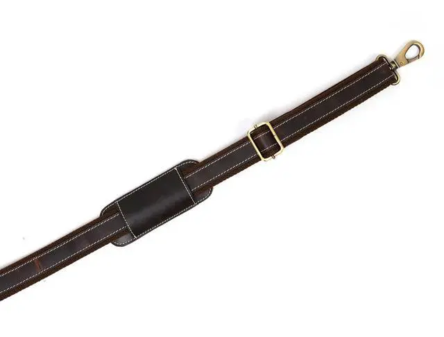 Alt view image 3 of 5 - Leather Bag Strap Replacement Adjustable Shoulder Strap Brown Black for Messenger, Laptop, Camera, Travel Bags Fit for All with Metal Swivel Hooks