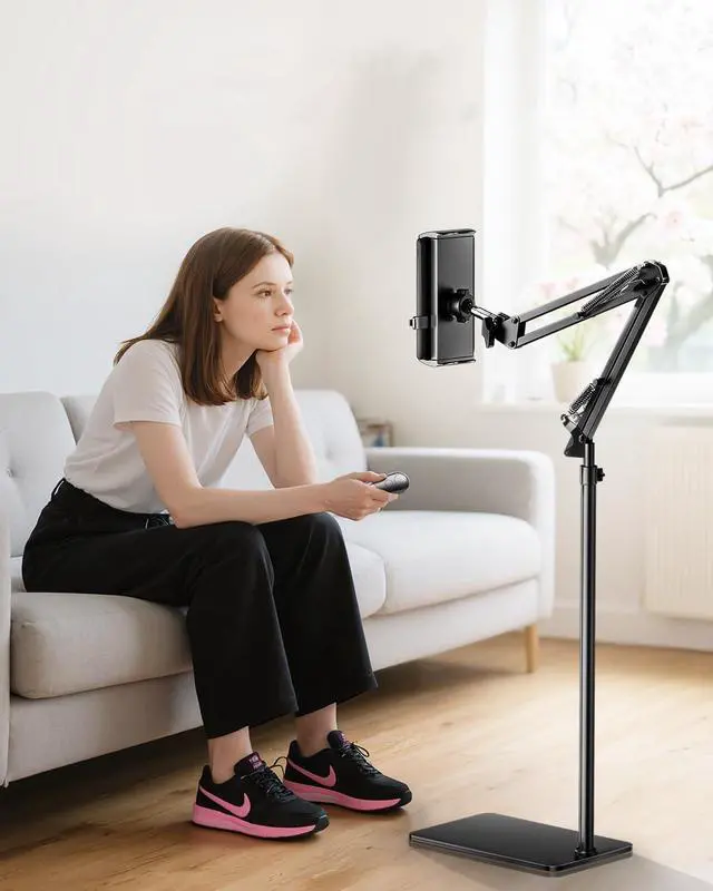 Alt view image 3 of 5 - GEKVIVE Floor Stands for Kindle, Overhead Bed Tablet Stand Angle Height Adjustable Holder, Universal Floor Stand Compatible with Kindle Paperwhite, Oasis, iPad, iPhone and More