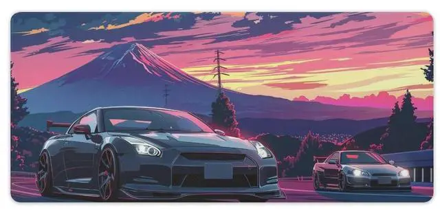 Main image of FeoYoed Large Mouse Pad Anime JDM Car Mount Fuji Desk Mat Computer Accessories Gaming Office Organizers Supplies Decor Essentials Keyboard Pads for Desk Rubber 40x90cm