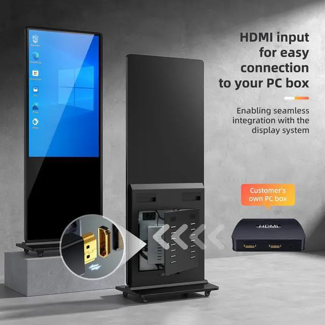 Alt view image 5 of 5 - HomeTreeX 32'' Digital Signage Display Smart Android LCD Sign Kiosk Electronic Menu Board Advertising Display Screen Monitor HDMI WiFi USB 2K Media Video Player (Touchscreen,Black)