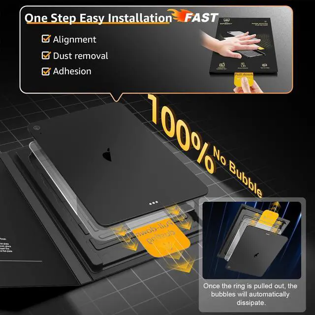 Alt view image 3 of 5 - 2-Pack Glass Screen Protector for iPad 11th A16 11-in. /10th Generation 10.9-in. (2025/2022) Military Shatterproof, 9H+ Hardness, Auto-Alignment Frame, Anti-Fingerprint, HD Clear, Scratch Resistant