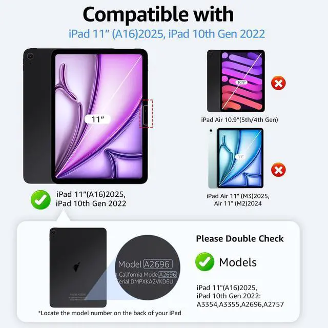 Alt view image 4 of 5 - 2-Pack Glass Screen Protector for iPad 11th A16 11-in. /10th Generation 10.9-in. (2025/2022) Military Shatterproof, 9H+ Hardness, Auto-Alignment Frame, Anti-Fingerprint, HD Clear, Scratch Resistant