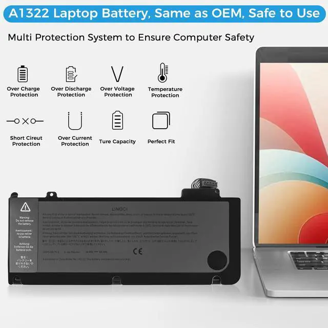 Alt view image 2 of 5 - LINGCI A1322 A1278 Battery Replacement for MacBook Pro 13 inch A1278 [Mid 2012 2010 2009 Early 2011 Late 2011] 661-5229 661-5557 020-6547-A 020-6765-A (2009 2010 2011 2012 Version)63.5Wh 11.6V 6000mAh