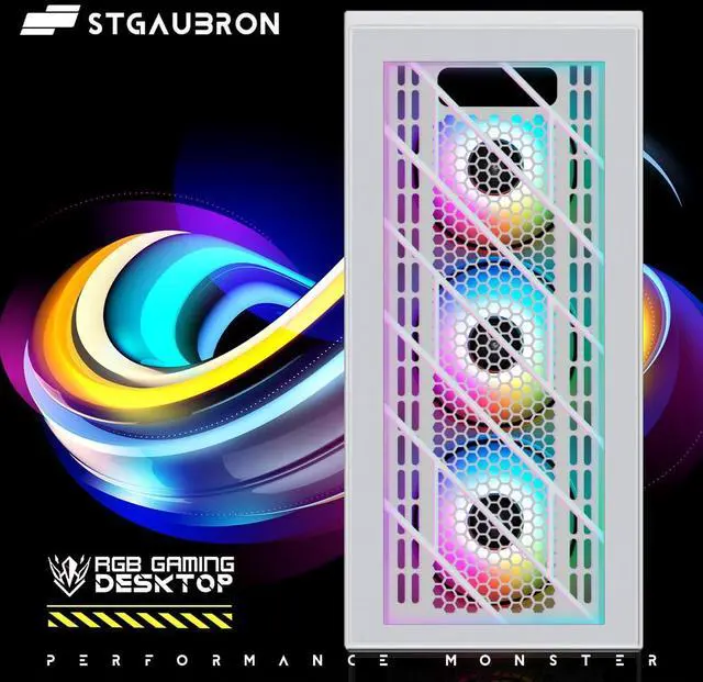 Alt view image 2 of 5 - STGAubron RGB PC Computer Desktop, AMD Ryzen 7 5700G up to 4.6G, 16GB DDR4, 1TB SSD, WiFi 6 & BT 5.2, RGB Fan x4, RGB Keyboard & Mouse, Windows 11 Home