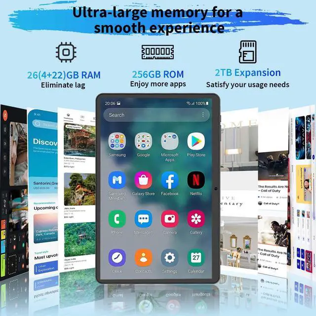 Alt view image 3 of 5 - Android 15 Tablet with Keyboard, 26GB RAM+256GB ROM(2TB Expand), 10 inch tablet with 8000mAh Battery, 2.4G/5G WiFi, 5MP+13MP Dual Camera, Widevine L1, GMS Certified, Mouse, Case, Stylus(Black Case)