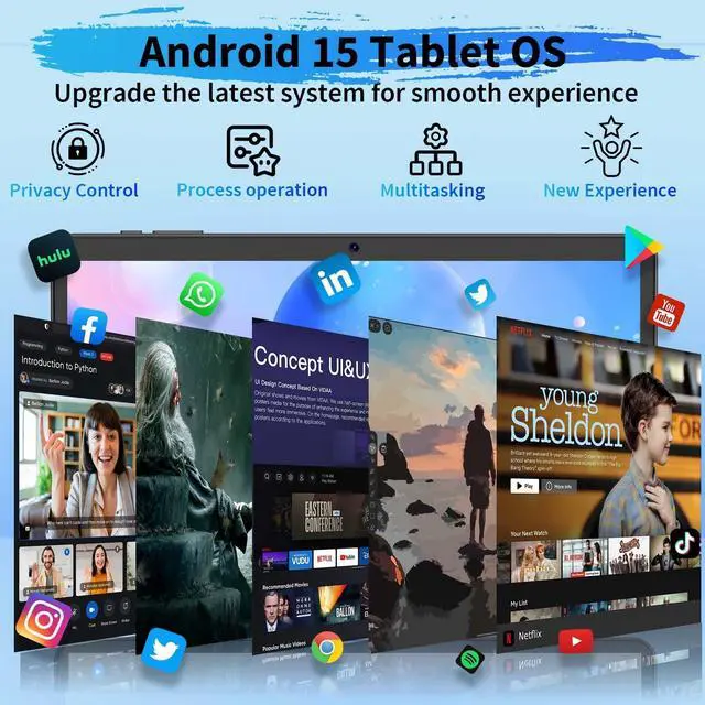 Alt view image 5 of 5 - Android 15 Tablet with Keyboard, 26GB RAM+256GB ROM(2TB Expand), 10 inch tablet with 8000mAh Battery, 2.4G/5G WiFi, 5MP+13MP Dual Camera, Widevine L1, GMS Certified, Mouse, Case, Stylus(Black Case)