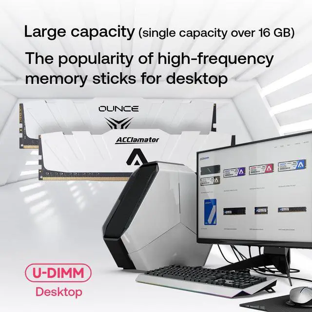 Alt view image 3 of 5 - DDR5 96GB 5600MHz Ram (48GB-5600MHz×2PC4-44800) Desktop (DIMM) Computer Memory CL42(5600MT/s XMP3.0/Expo) with Heatsink White Acclamator