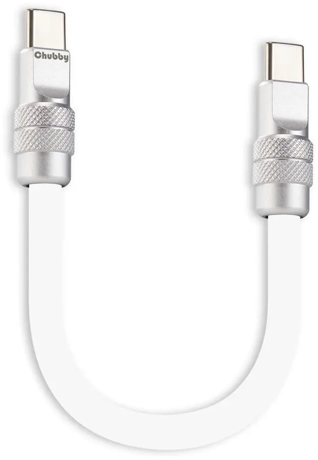 Main image of chubbycable Cute Chubby 240W Short USB-C Cable Power Bank Fast Charging Cable Silicone Charger Cord Compatible with iPhone 17-15 Series iPad, White, Type-C to Type-C, 20 inch