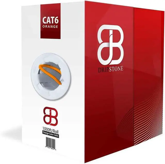 Alt view image 2 of 5 - Dripstone CAT6 Ethernet Cable 1000ft Bulk Network LAN Wire 23AWG Solid UTP 550MHz High-Speed Internet Cable Gaming, Streaming, Office, Home Use, Pull Box, Cat6 Bulk, Stable Connectivity - Orange