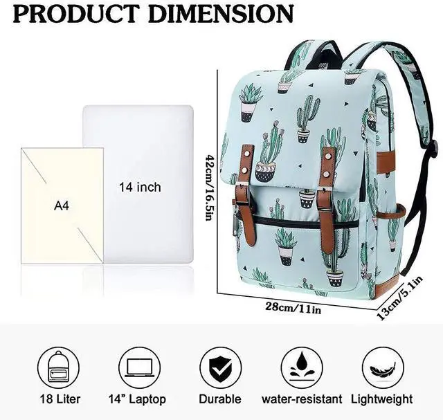 Alt view image 5 of 5 - FEWOFJ Cactus Laptop Backpack for Girls Women,College School Bookbags for Teenagers
