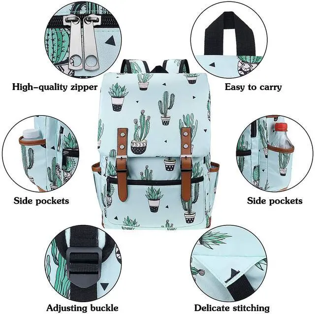 Alt view image 4 of 5 - FEWOFJ Cactus Laptop Backpack for Girls Women,College School Bookbags for Teenagers